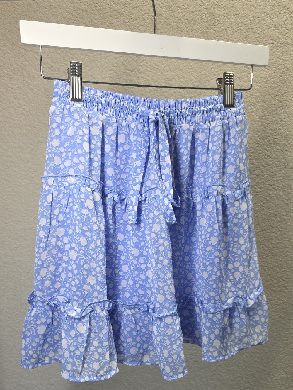 Sienna Sky Baby Blue Floral Ruffle Mini Skirt